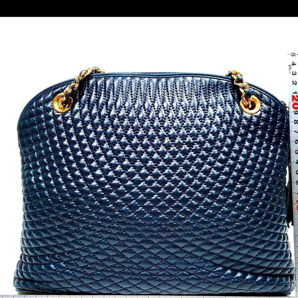 Bally Navy Quilted Shoulder Bag